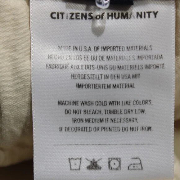 Citizens of Humanity NWT 5 Pocket Jean Cut Pants Size 36 US Solid Beige Cotton